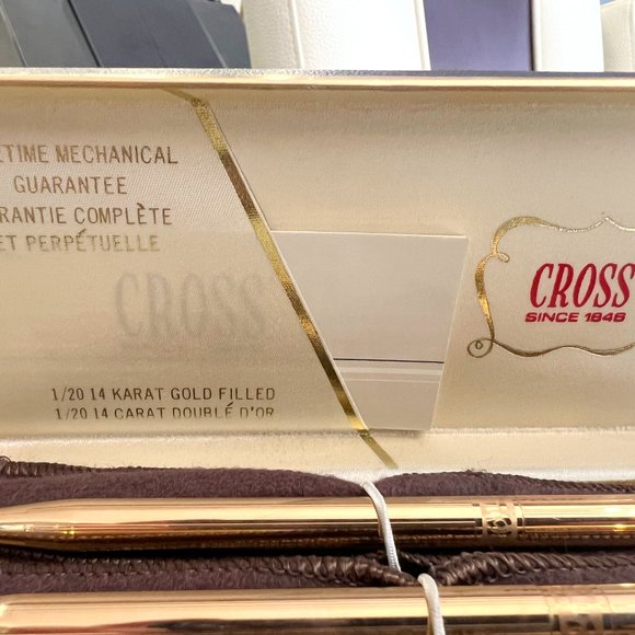 Cross 14K Gold Filled Pen and Pencil Set w/Etched Center Band! - Picture 2 of 13